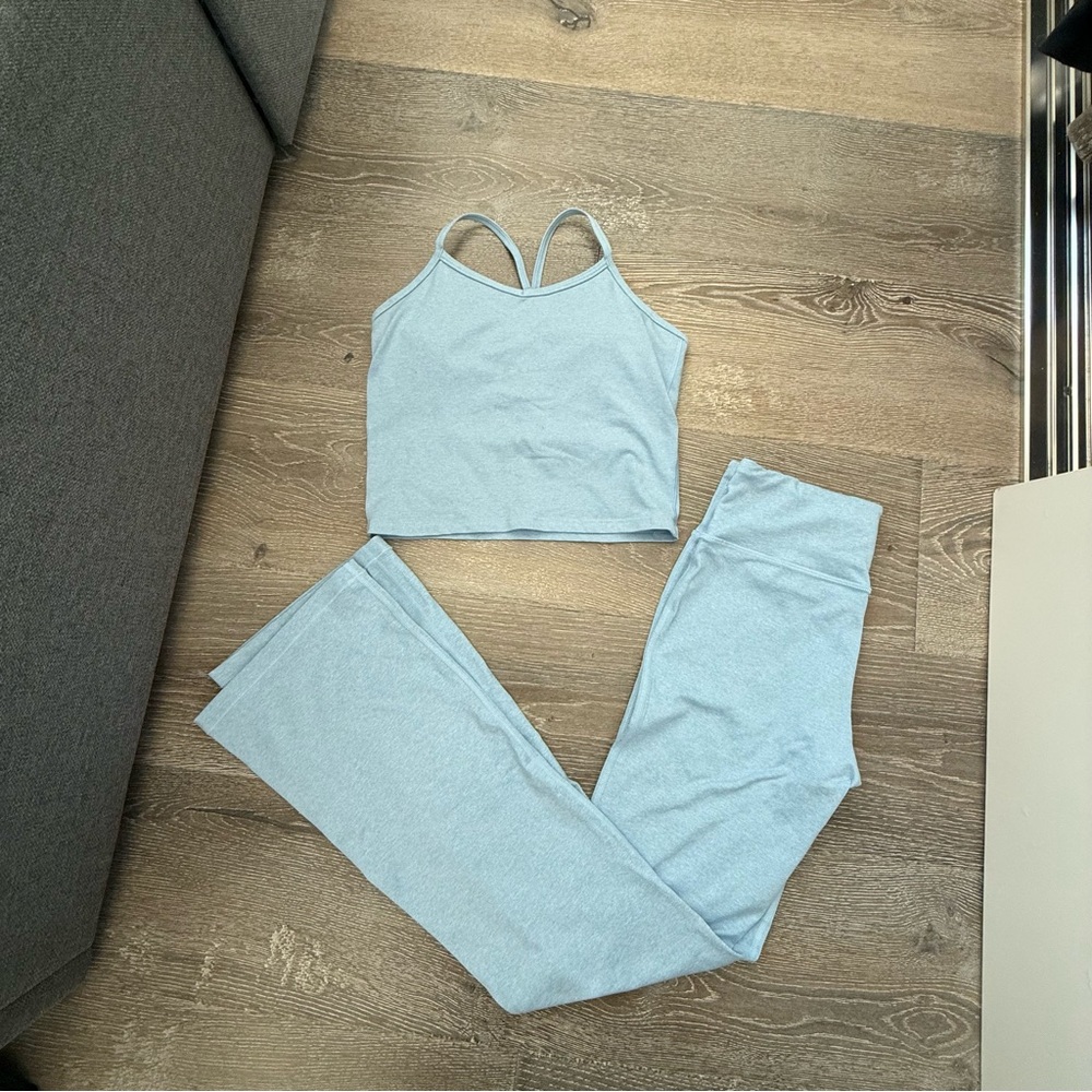 Athleta Girls Light Blue tank top and yoga pants set